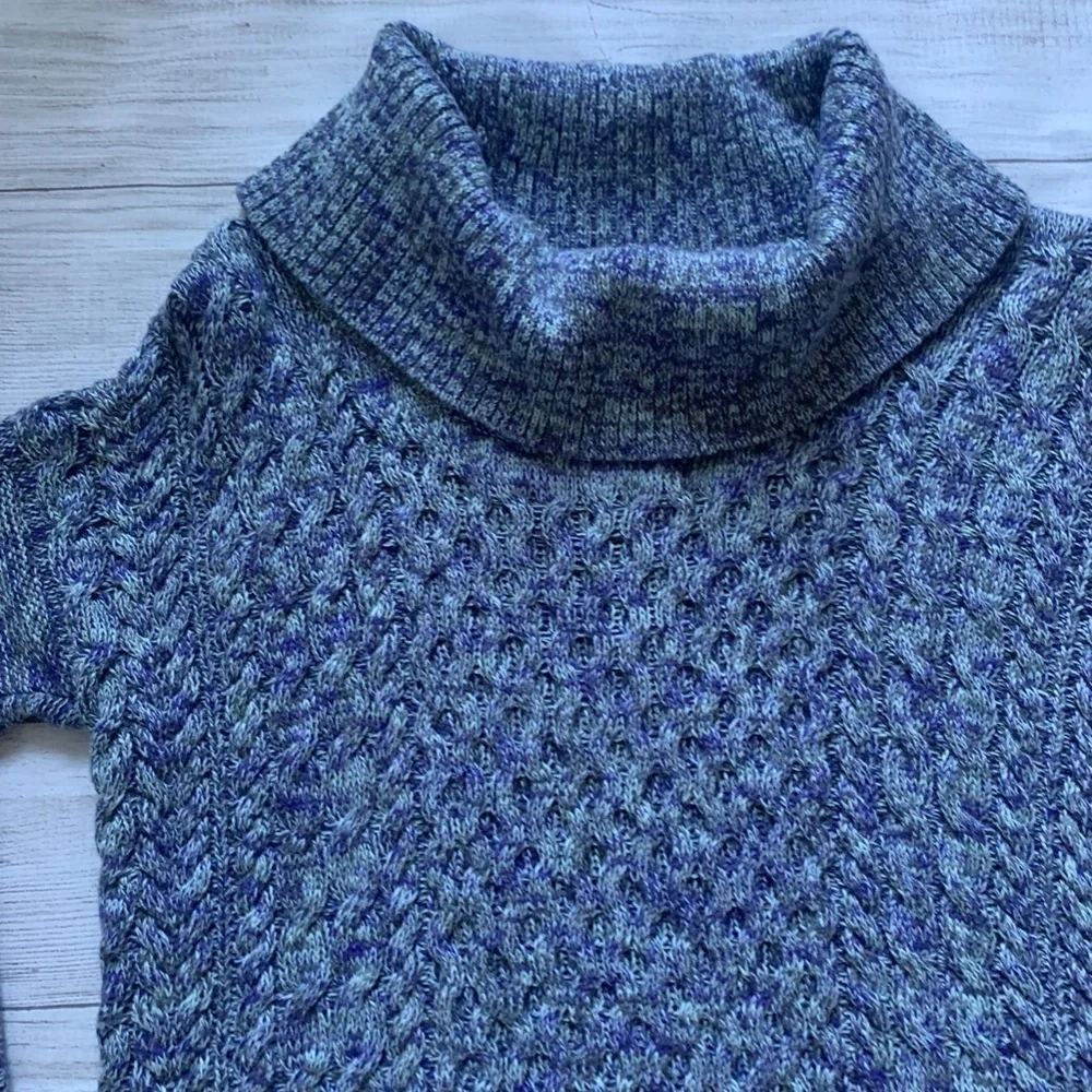 American Eagle Outfitters Heather Blue Knit Cowl Neck Sweater in M